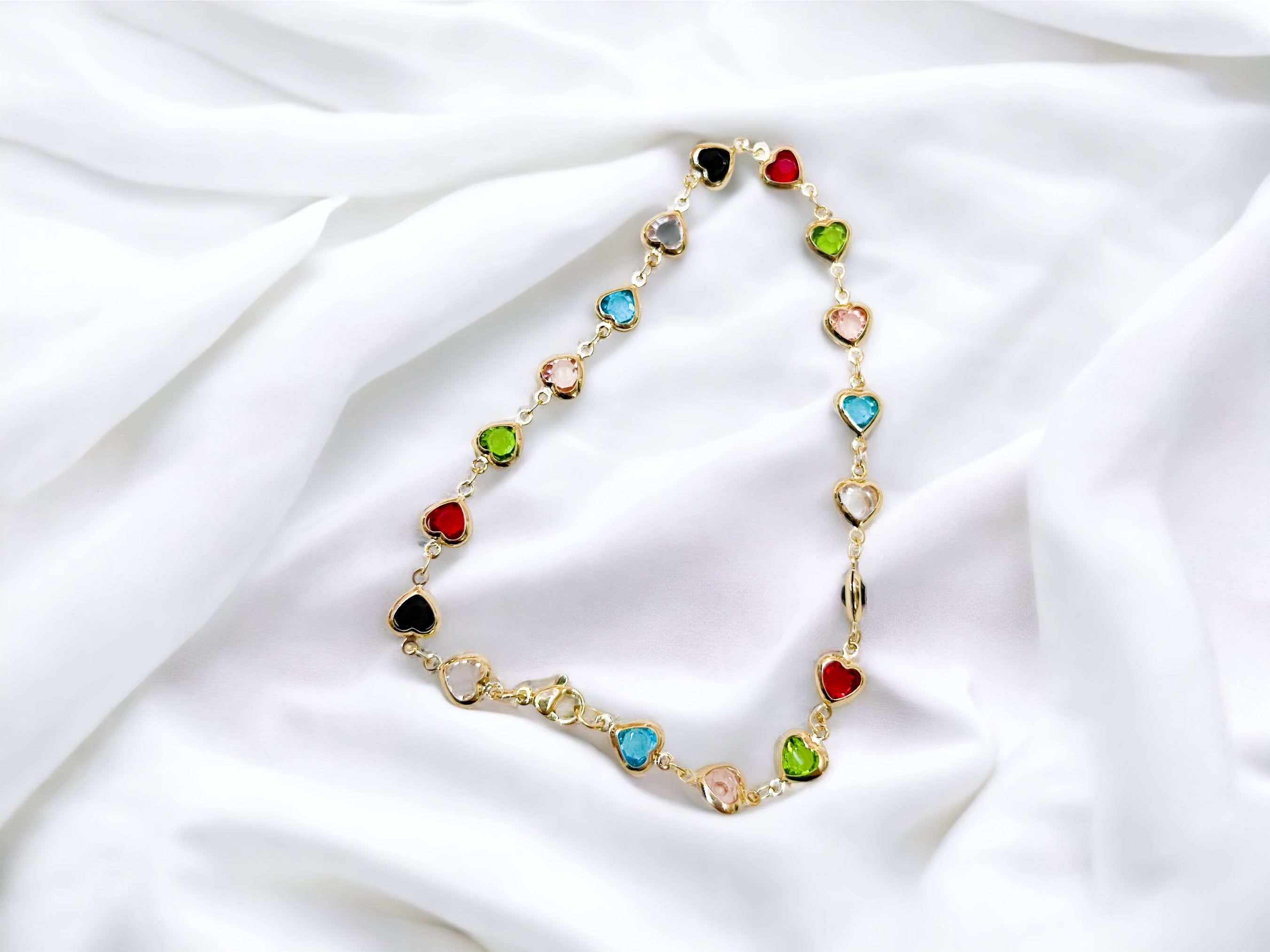 Multicolored Hearts Anklet