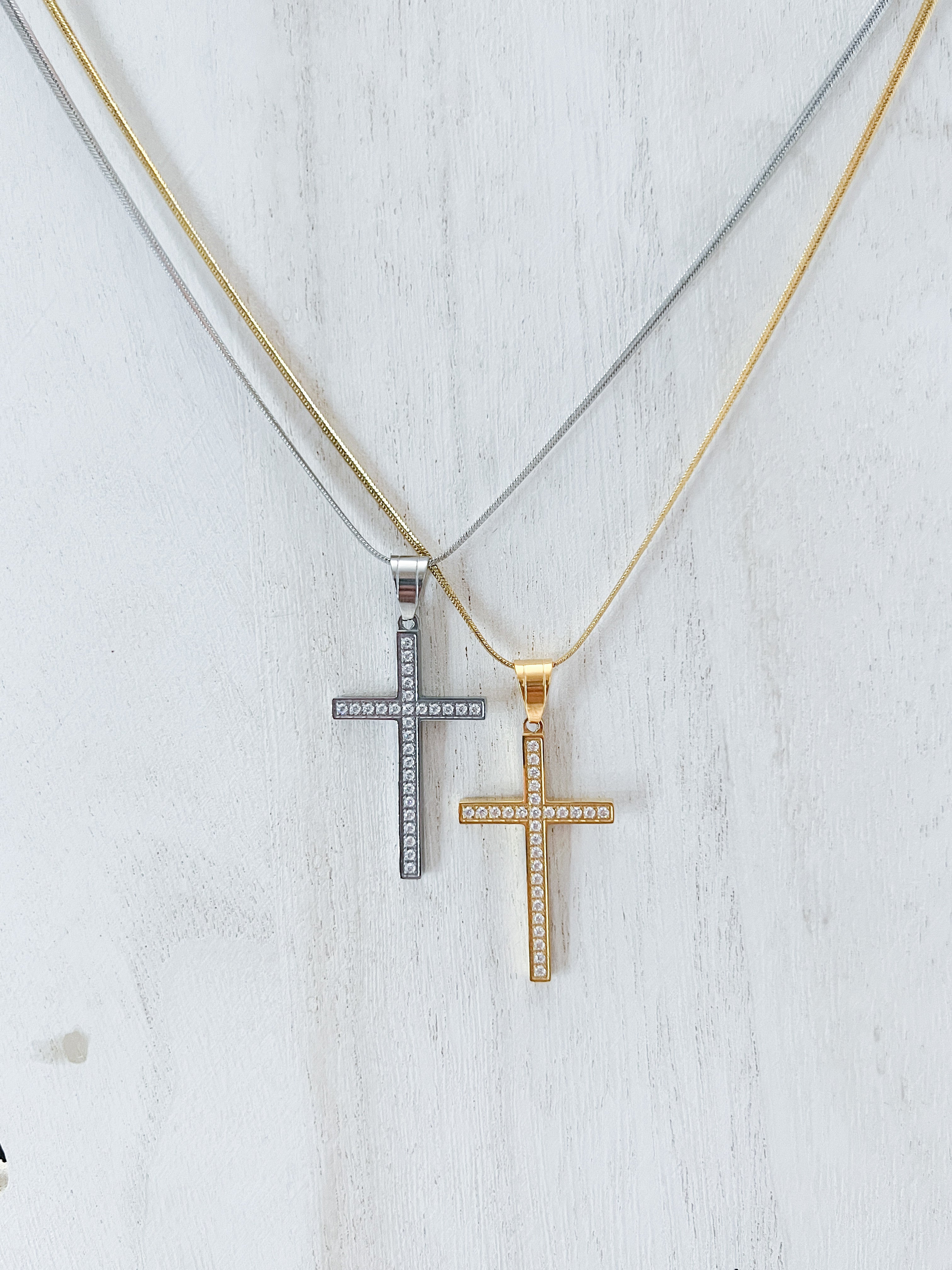 Tiny Crystals Cross Necklace