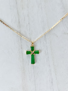 Green Jade Cross Necklace