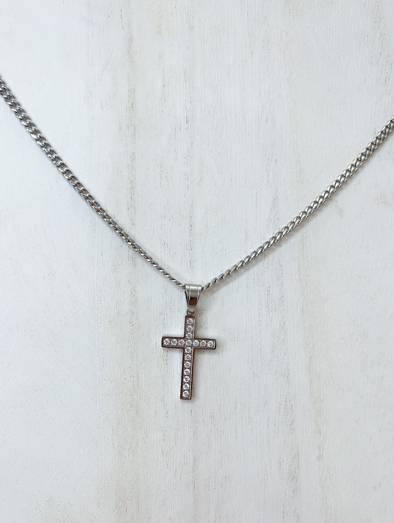 Tiny Crystals Cross Necklace