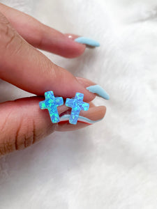 Opal Cross Earrings