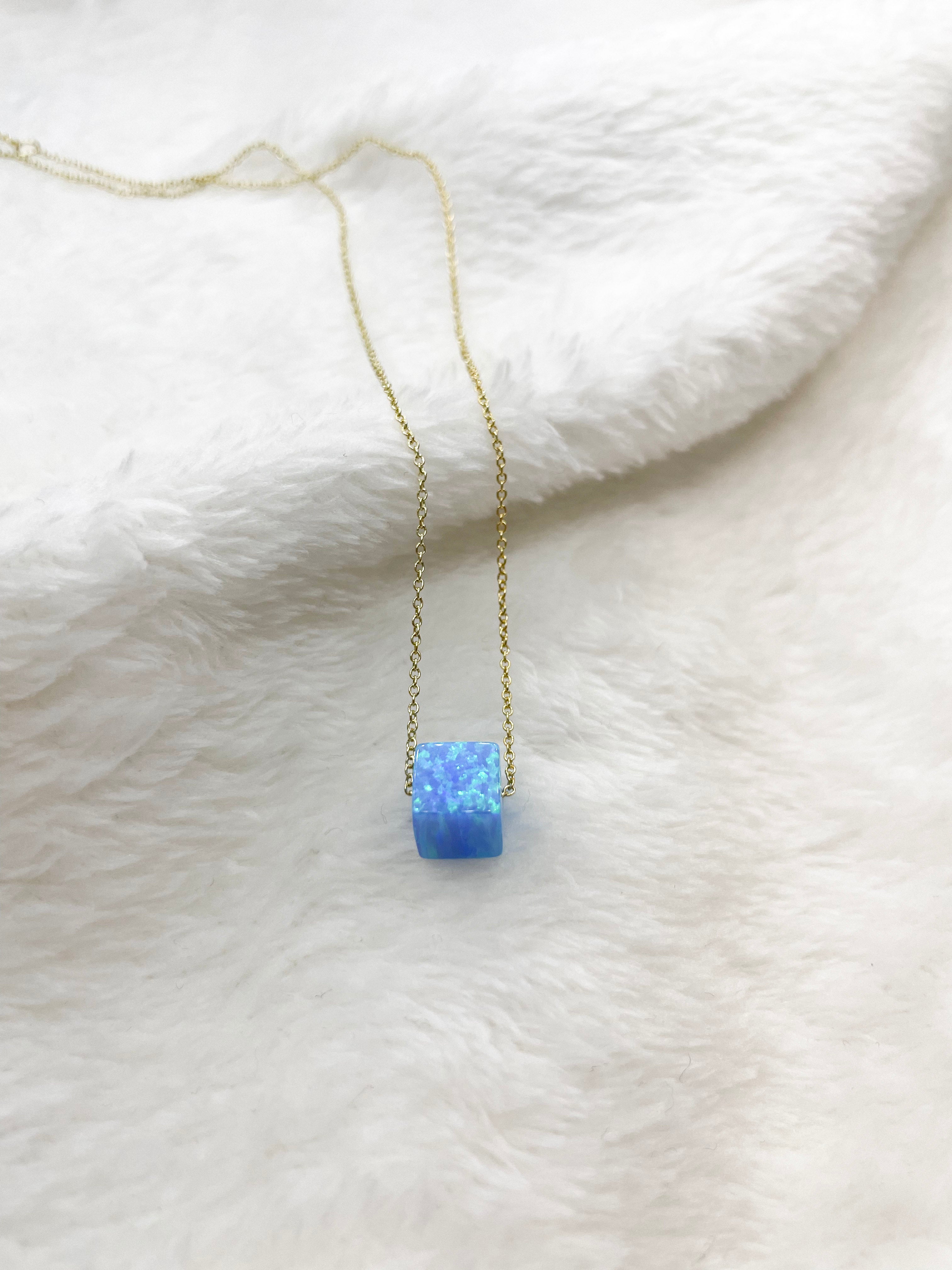 Opal Cube Necklace